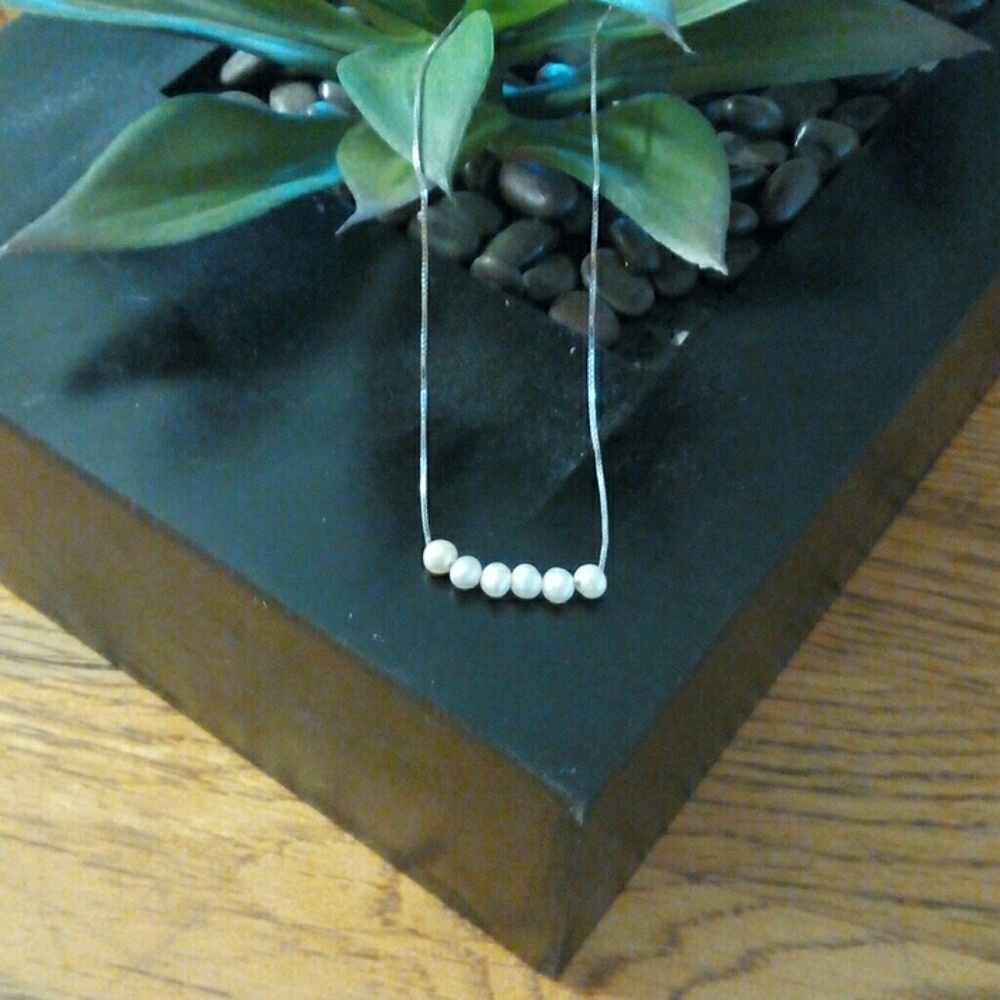 Sterling and Six pearl necklace