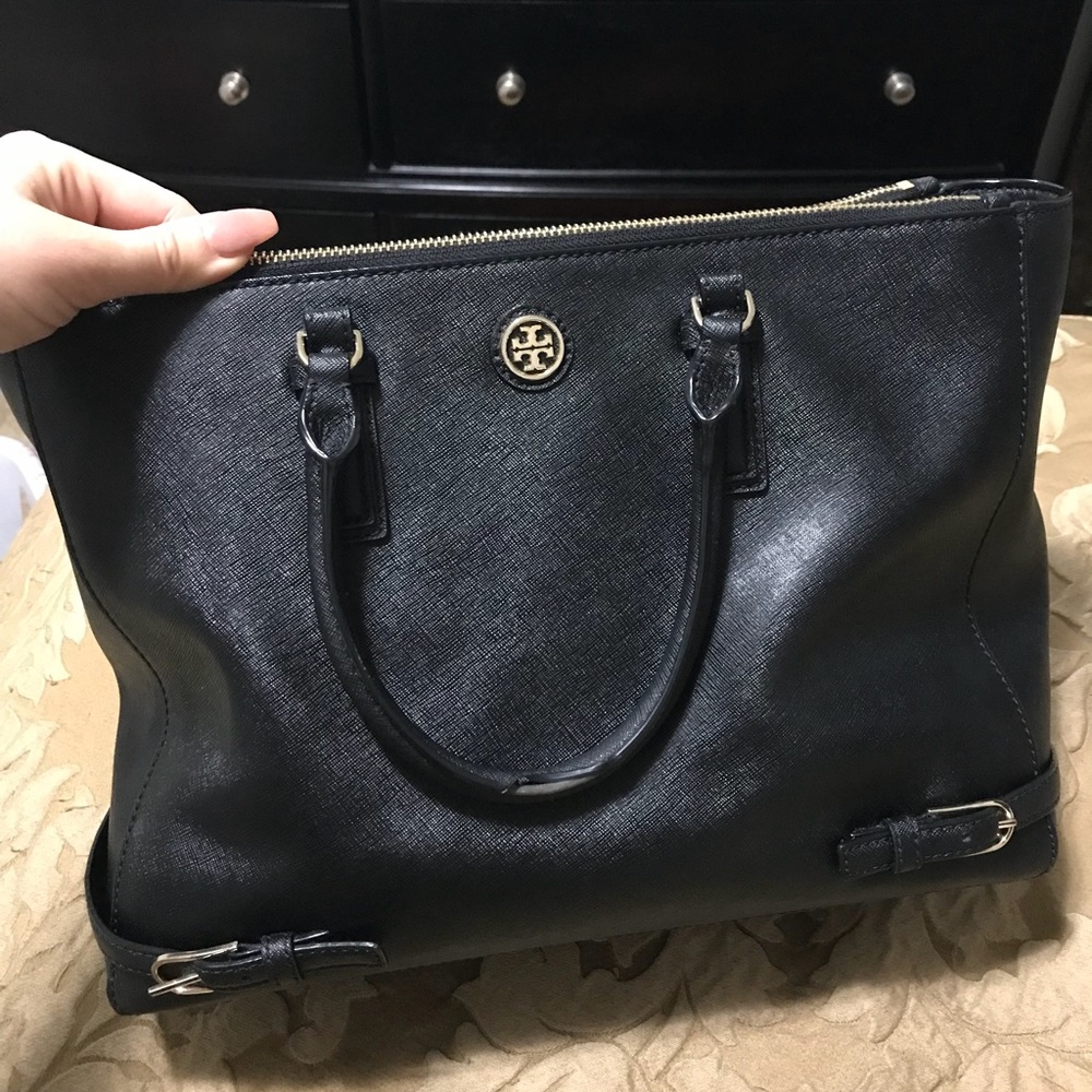 Tory Burch Black Robinson Tote Handbag