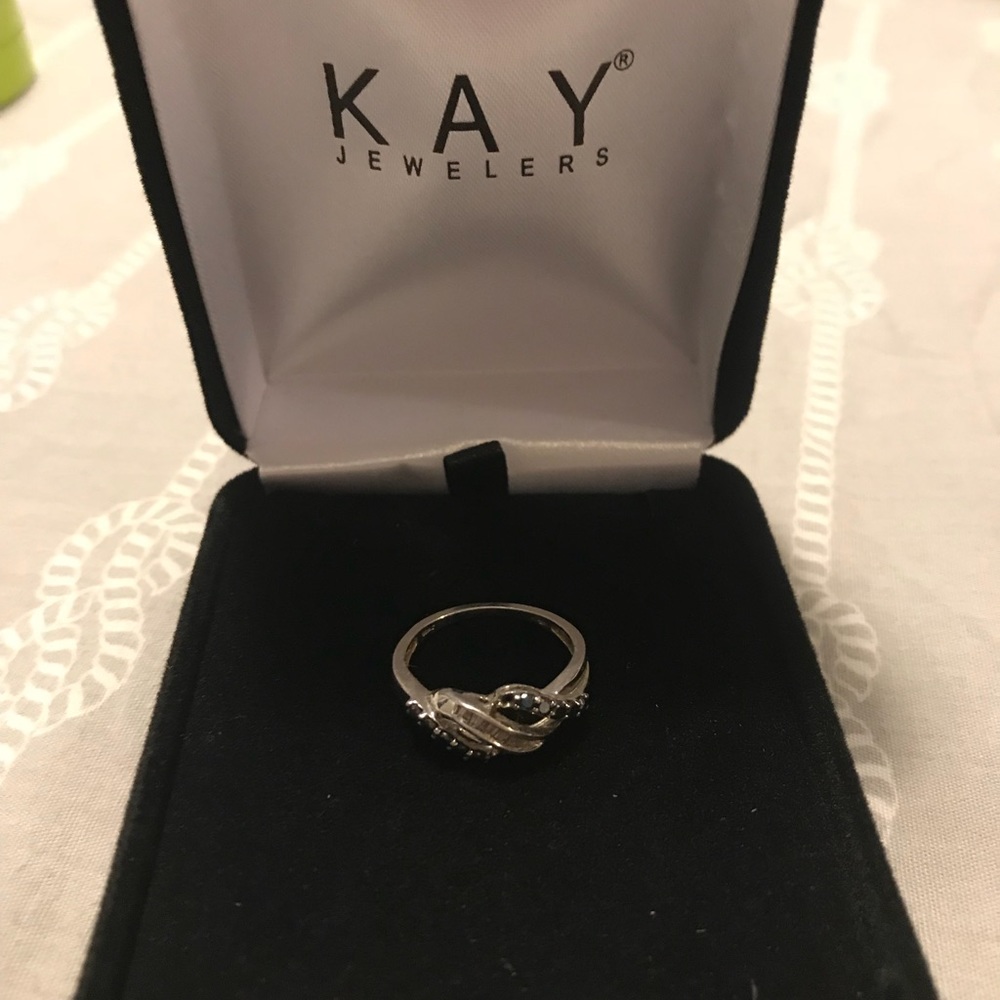 Black and white diamond ring