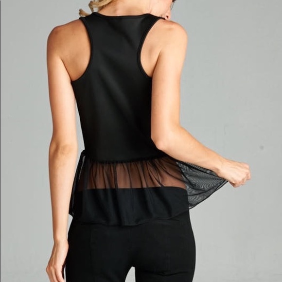 SALE Faux leather mesh peplum top - Picture 4 of 4