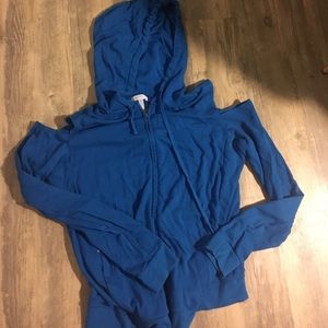 Shoulder cut out zip up