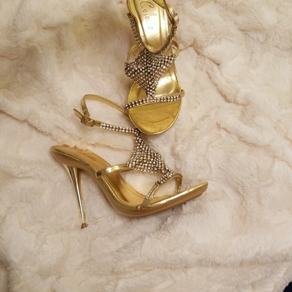 Gold studded 3 1/2 inch heels