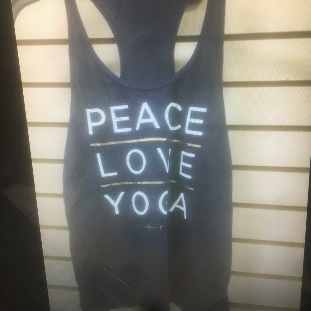 Spiritual Gangster racerback navy peace love tank