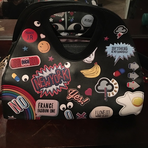 Black leather word bag - Picture 1 of 3
