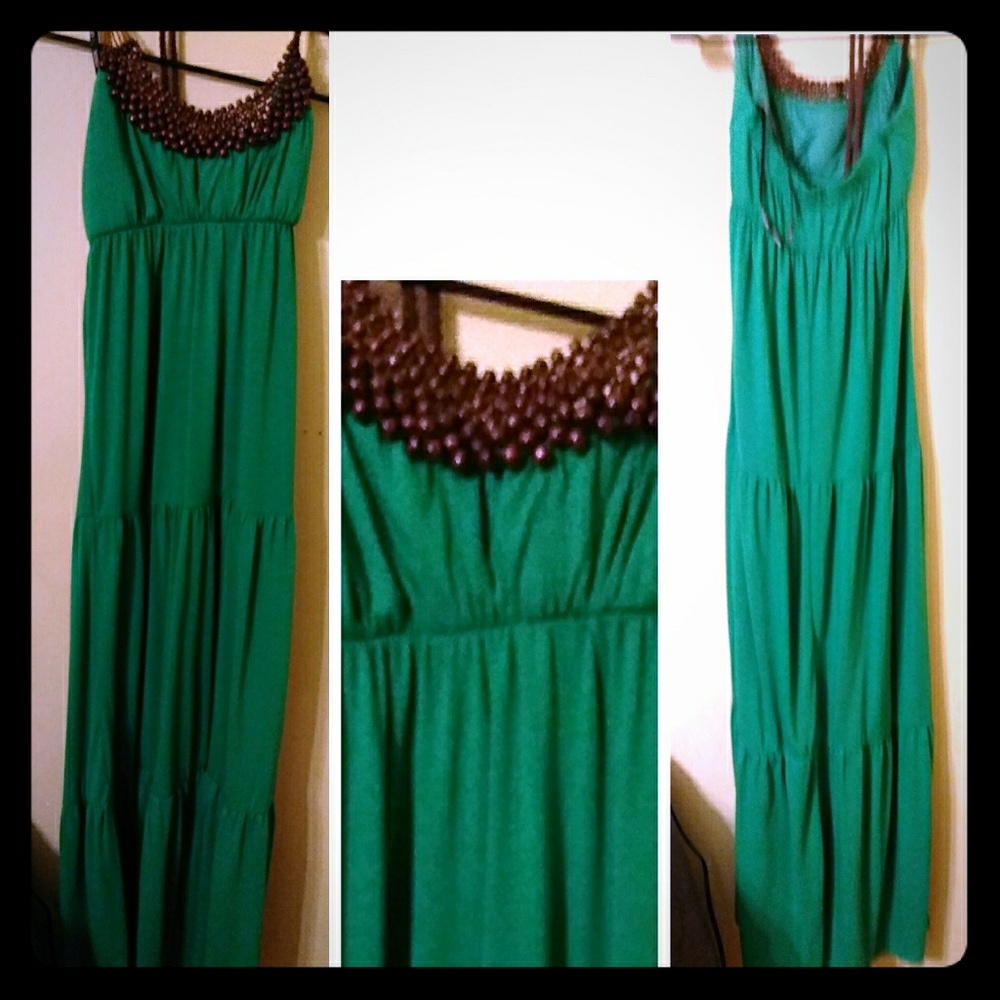 XOXO long emerald green dress