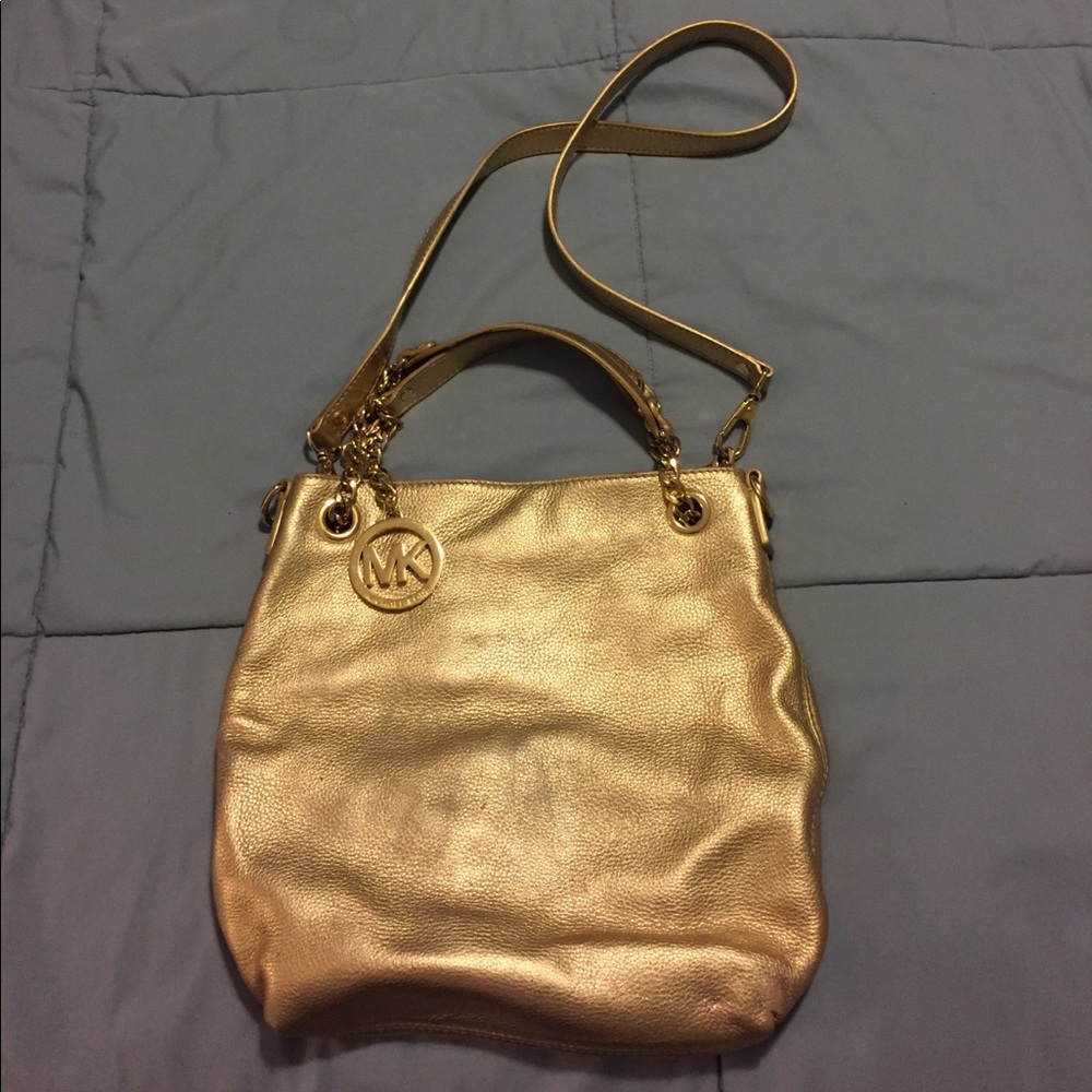 Michael Kors Metallic gold jet set messenger bag