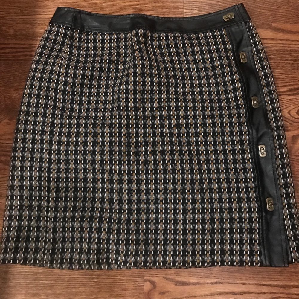 Talbots twill skirt with faux leather trim