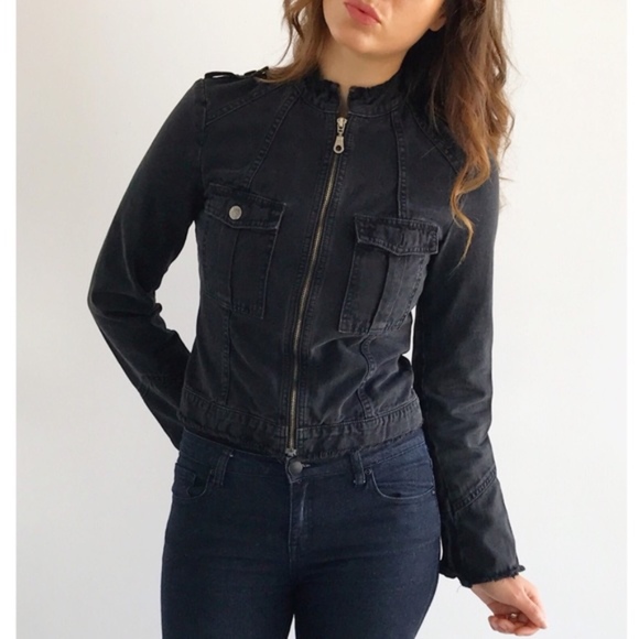 Joie Jackets & Blazers - 🎉HP🎉Joie military moto style zip up jean jacket