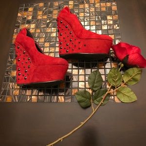 Red Wedged Heels