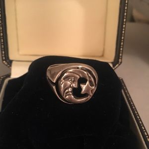 Sterling silver moon and star ring size 9