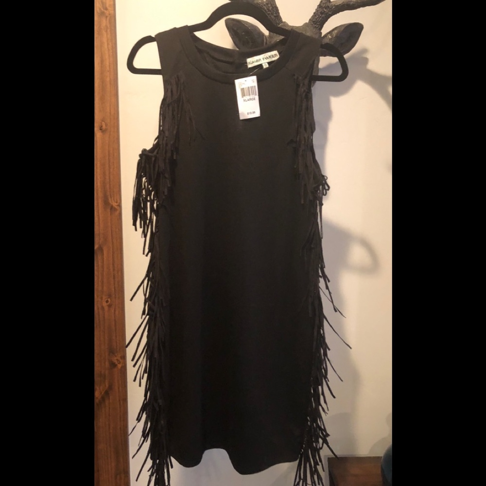 Fun Fringe Black Dress
