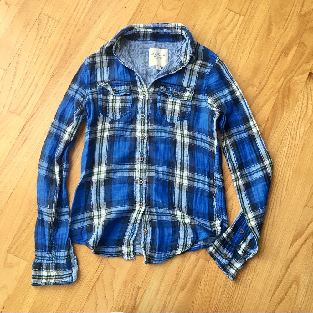 Abercrombie & Fitch Blue Cotton Flannel Shirt