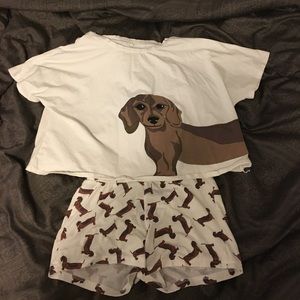 Wiener dog pajama set