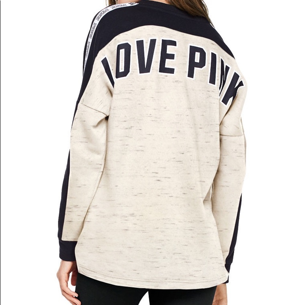 VS PINK LUNAR GRAY VARSITY CREW NEW