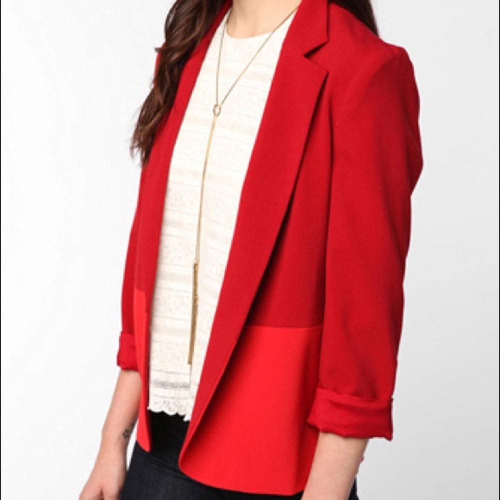 Silence + Noise red colorblock boyfriend blazer