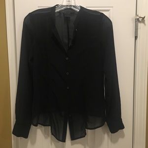Black sheer Kardashian button down blouse