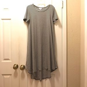 Lularoe Carly XXS - Ribbed Black & Gray Stripes