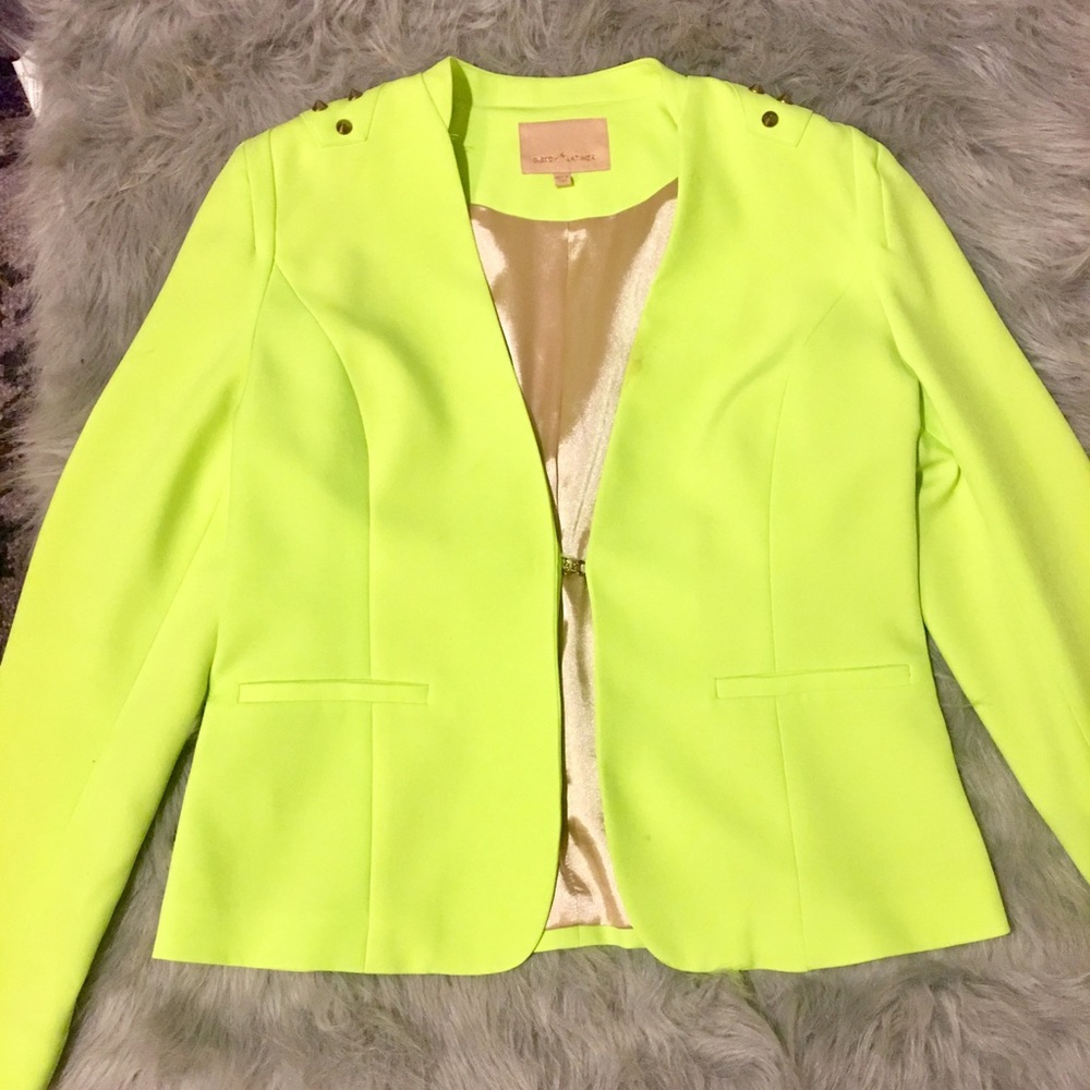 Gibson and Latimer Neon Green/Gold Detail Blazer