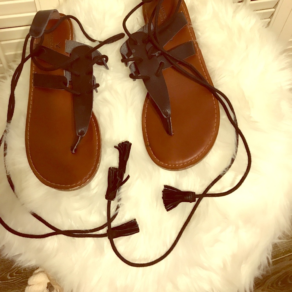 American Eagle Lace-up Tassel sandals