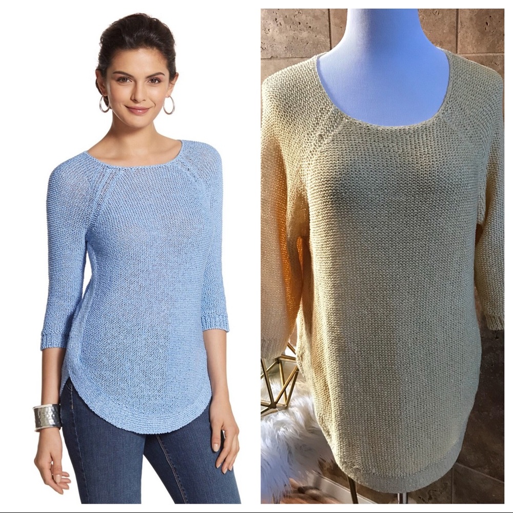 Chico’s Marianne Pullover Sweater, Yellow Medium