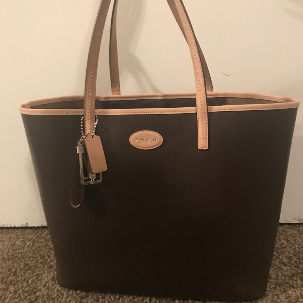 Coach brown and tan tote