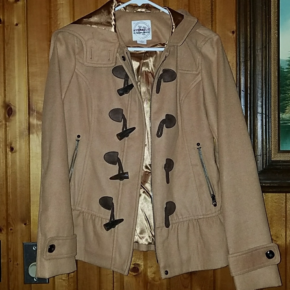 Wool peacoat with subtle ruffle detail