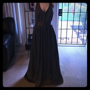 Vera Wang charcoal bridesmaid dress