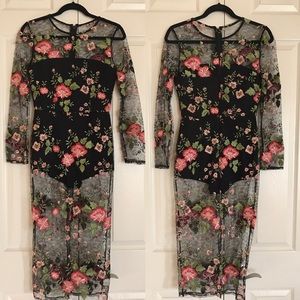 Lace floral mesh dress