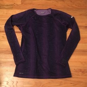 Nike Pro Fleece Purple Long Sleeve Sz M