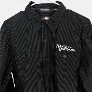 Harley-Davidson Black Pinstripe L/S Shirt Sz M