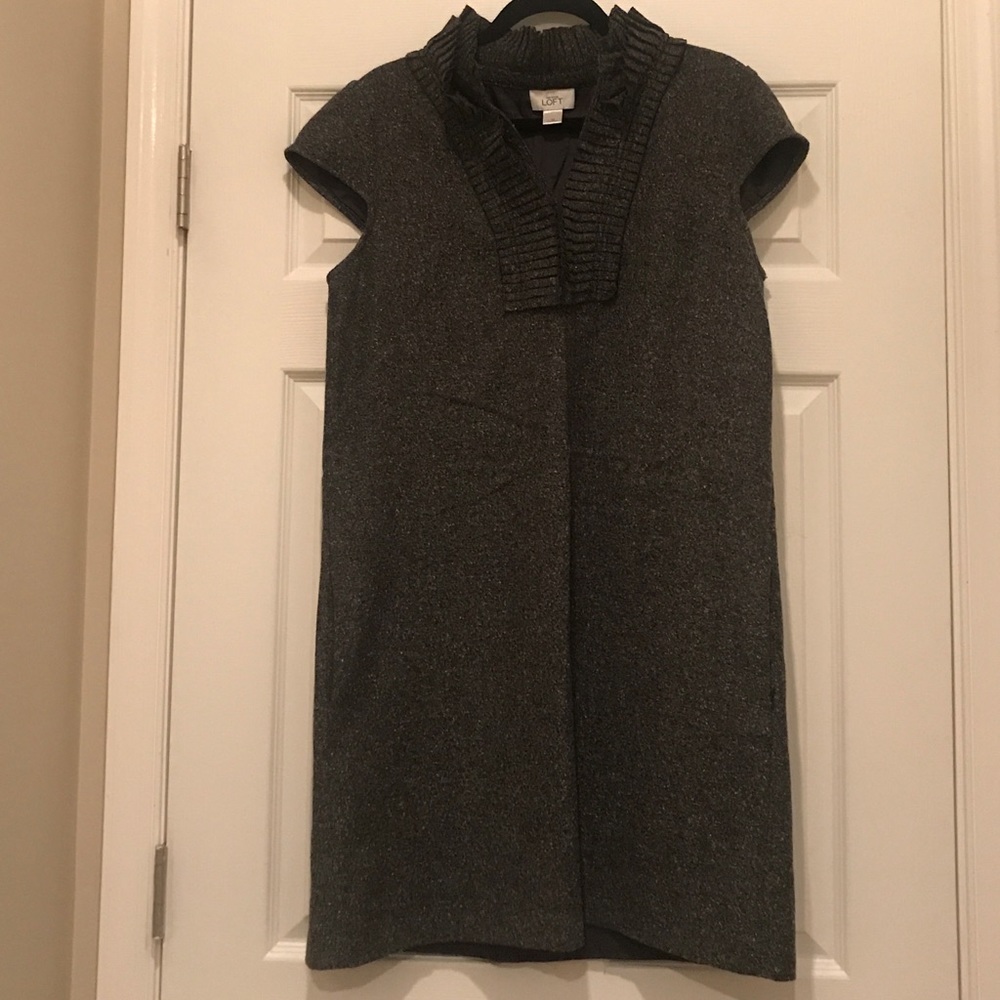 A-line tweed Loft dress with ruffles