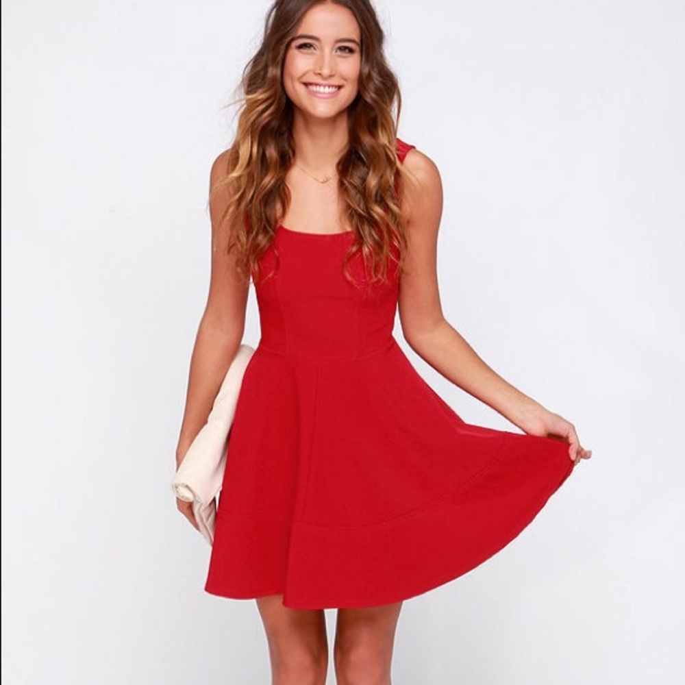 Lulus Home Before Daylight Dress in Red NWT