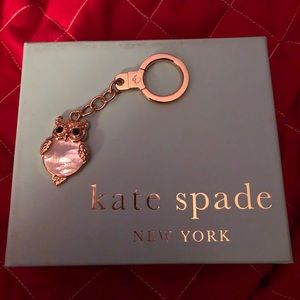 Kate spade mother of pearl owl key chain