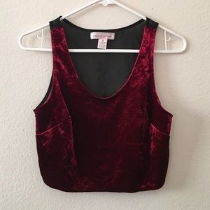 UO red velvet and sheer crop top UO red velvet and sheer crop top
