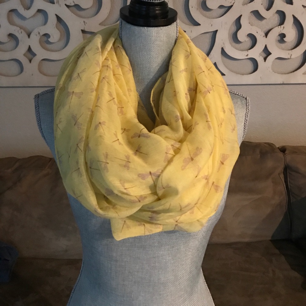 Yellow dragonfly scarf
