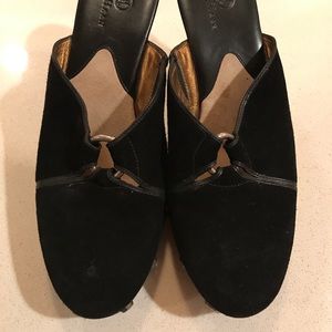 Black suede Cole Haan mules 8 1/2B.