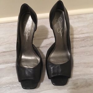 Jessica Simpson Black Leather Heels