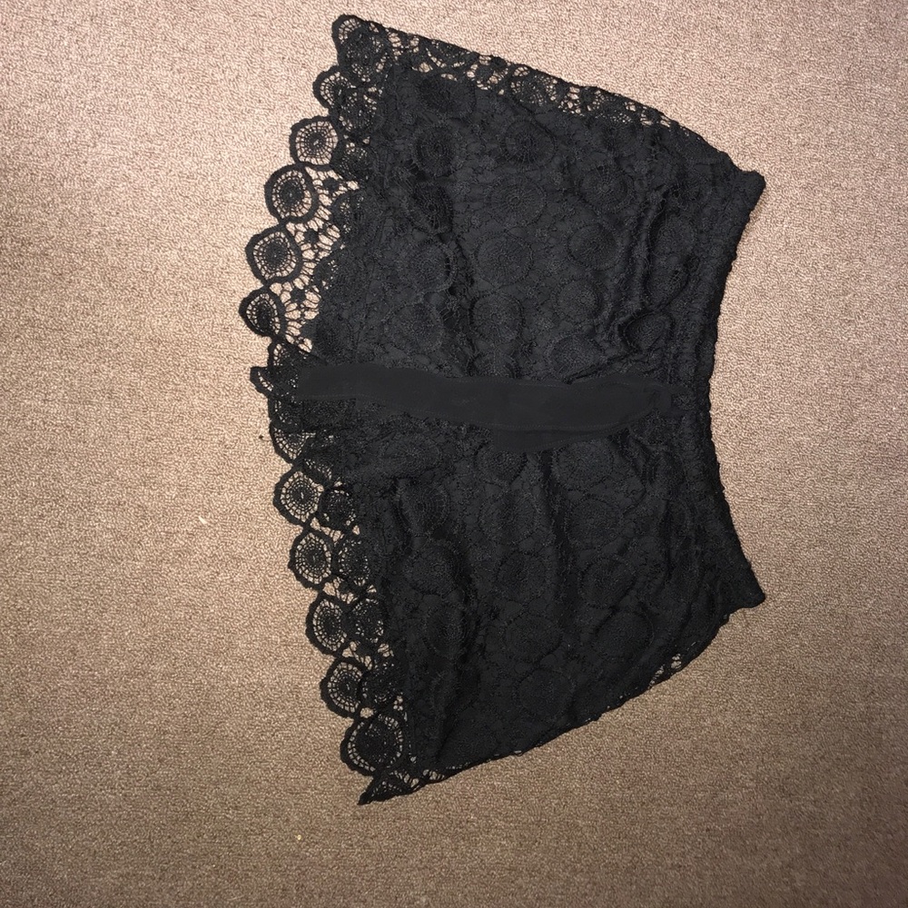 Black plus size lace shorts