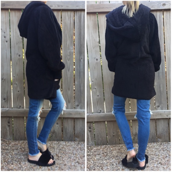 ▫️Softest Black Fuzzy Bear Jacket - Picture 4 of 7