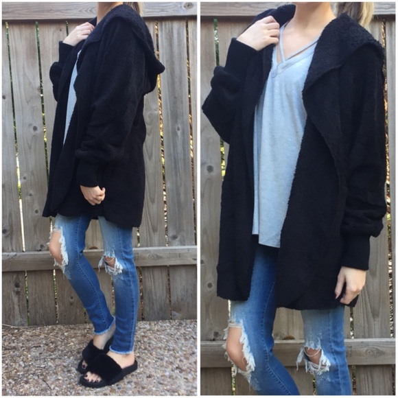 ▫️Softest Black Fuzzy Bear Jacket - Picture 5 of 7