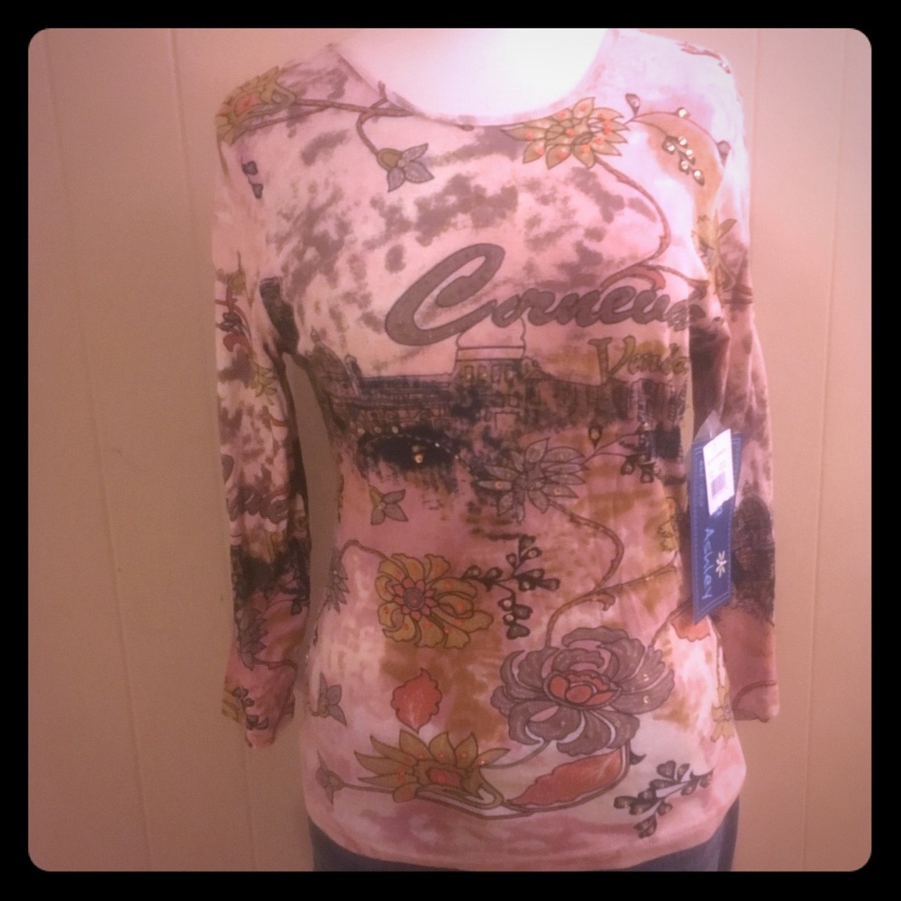 JANE ASHLEY Long Sleeve Knit Top, Medium