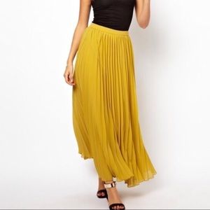 ASOS yellow pleated maxi skirt