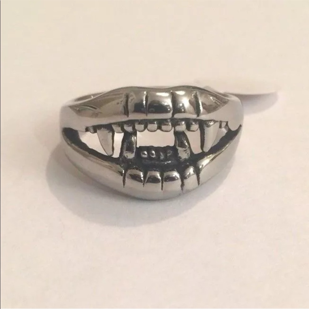 Vampire Fangs Teeth Ring Wedding Band Halloween