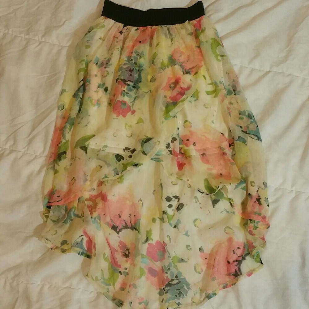 High-Low Floral Chiffon Skirt