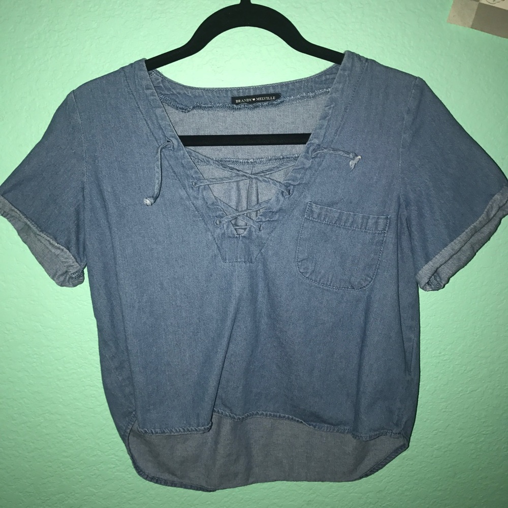 Brandy Melville denim Ily top