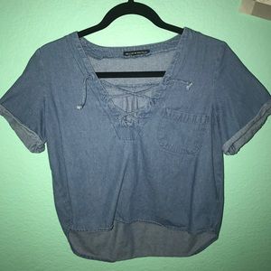 Brandy Melville denim Ily top