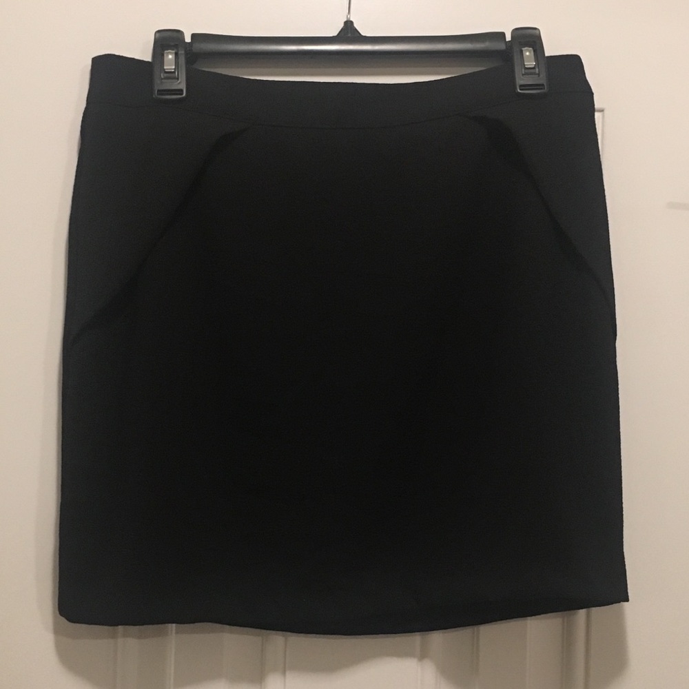 New black skirt with faux pocket folds
