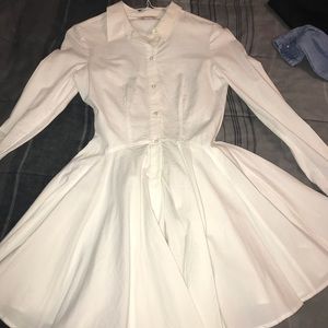 H&M white empire waist button down dress -