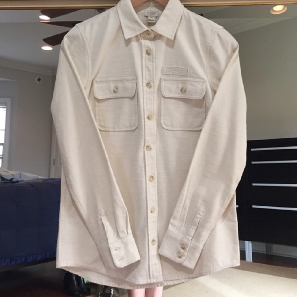 J. Crew Off White Utility Button Down Shirt