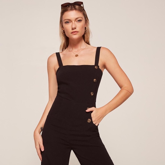 ✨sold✨ reformation • leo brown button jumpsuit - Picture 2 of 8